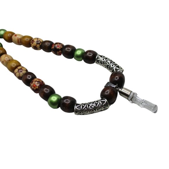 ADULT CREMATION PENDANT WITH BEADED NECKLACE ROLO CHAIN STAINLESS STEEL - Picture 2 of 10